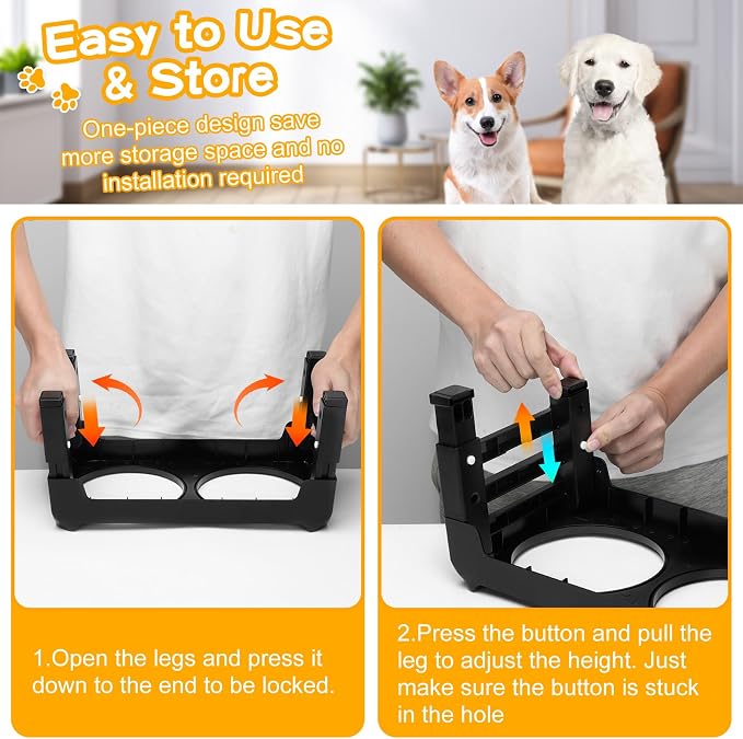 COMESOON Elevated Dog Bowls for Small Medium Dogs, 3 Height Adjustable Raised - Image 6