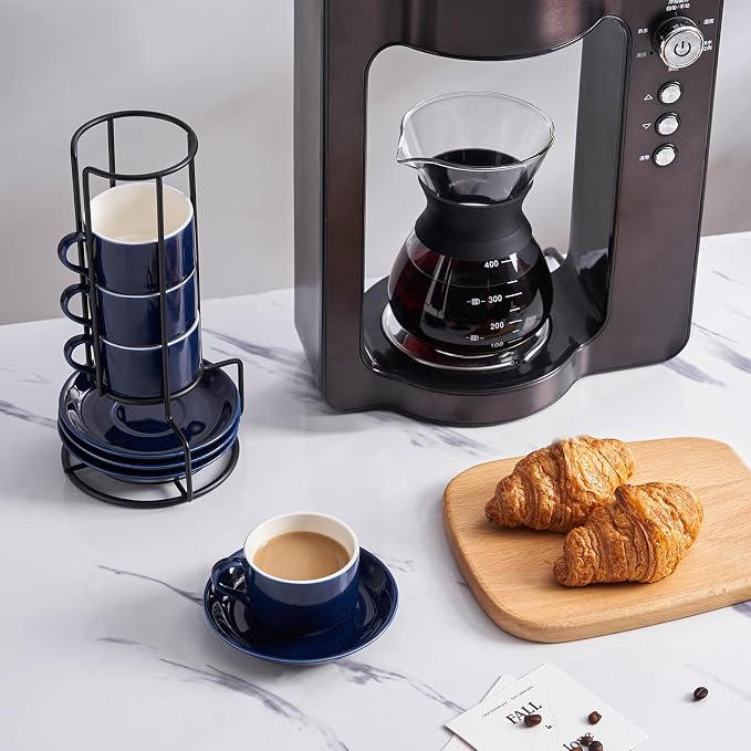 YOLIFE 2.5oz Espresso Cups Set of 4, Porcelain Stackable Espresso Cups - Image 5