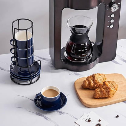 YOLIFE 2.5oz Espresso Cups Set of 4, Porcelain Stackable Espresso Cups - Image 5