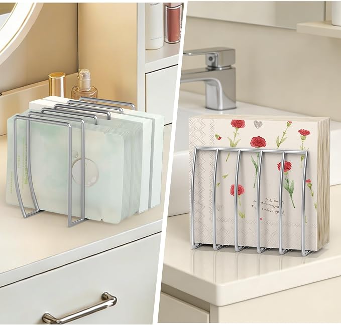 Reversible Napkin Holder for Table Silver | 2-in-1 Gold Metal Cocktail Napkin - Image 3