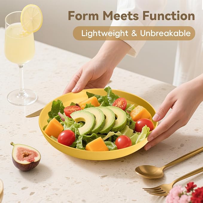 Wheat Straw Plates 10 Inch Deep Dinner Plate Set of 8, Lightweight and - Image 6