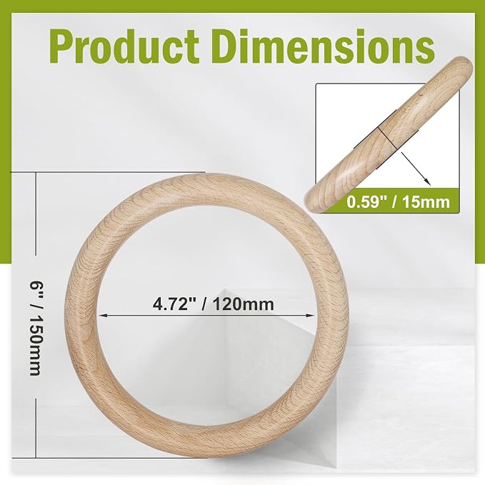 FoDau770 5pcs Natural Beech Wooden Rings, Unfinished Solid Wood Rings Heavy - Image 4