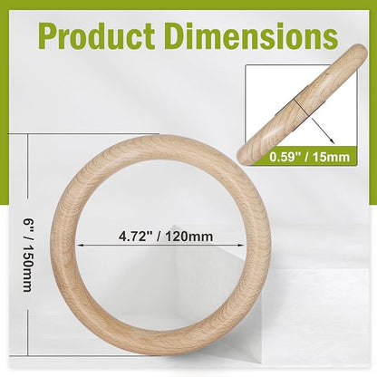 FoDau770 5pcs Natural Beech Wooden Rings, Unfinished Solid Wood Rings Heavy - Image 4