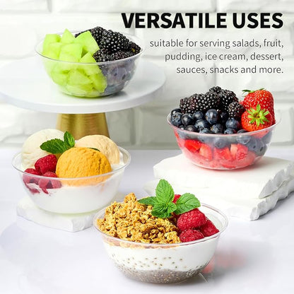 TOFLEN 12 oz Clear Plastic Bowls, 50 Pack | Disposable, Hard Plastic Serving - Image 4