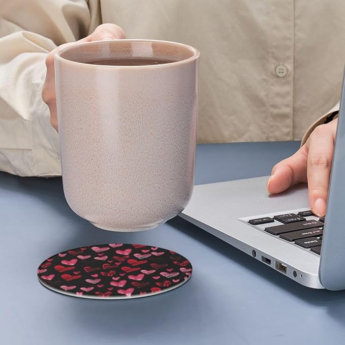 Watercolor Black Pink Red Heart Coasters - Image 6
