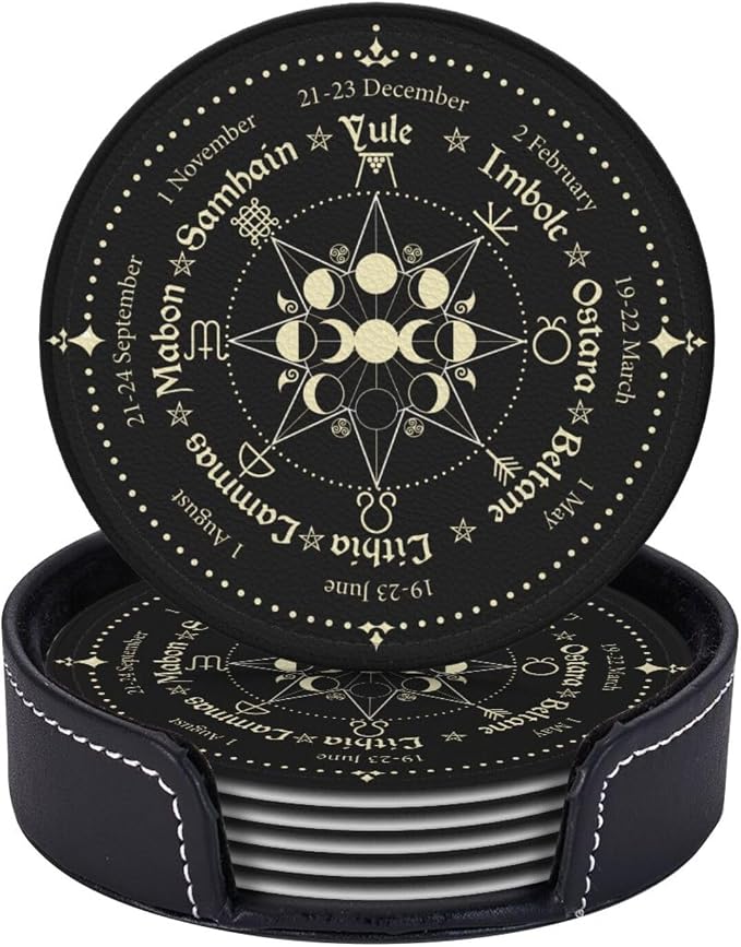 Mystic Witchy Leather Drinks Coasters by Unknown
