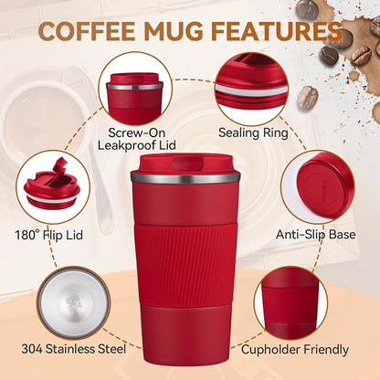 12OZ Travel Coffee Mug Insulated Coffee Cup - Image 4