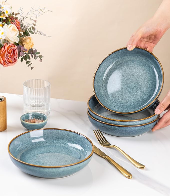 GBhome 8.75'' Large Ceramic Pasta Bowls, 38oz Stoneware Pasta Serving Bowls Set - Image 7