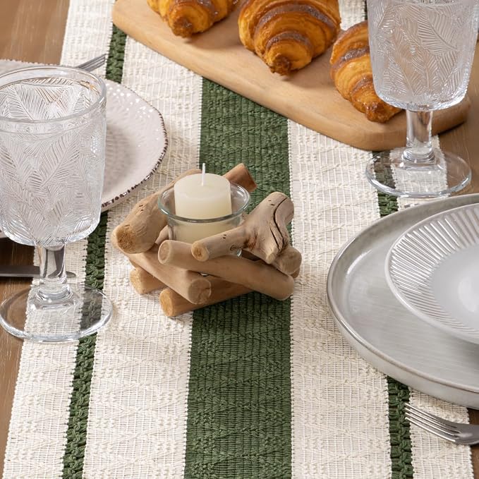 MLMW Boho Table Runner 40 inches Olive Green&Ivory Small Coffee Table Runner - Image 5