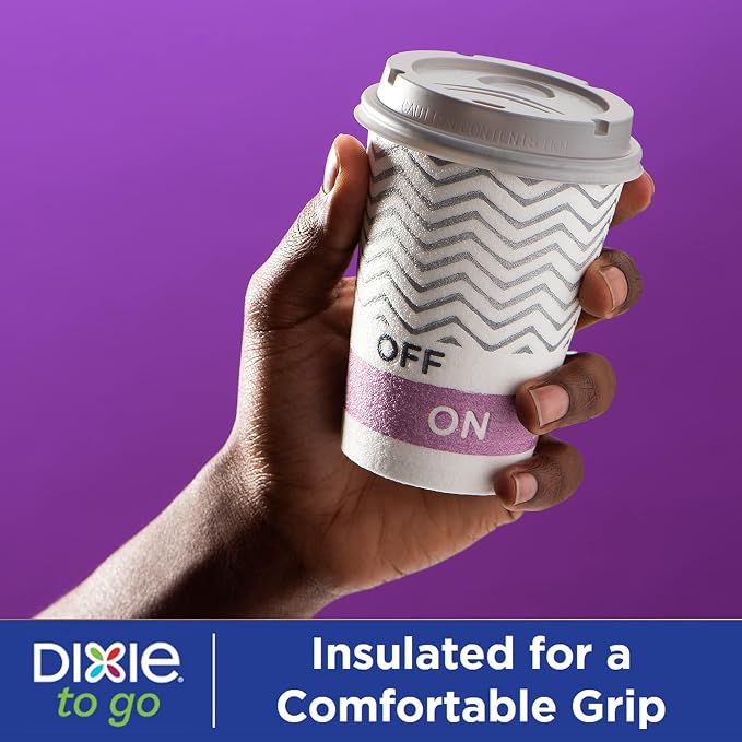 Dixie Paper Coffee Cups With Lids, 12 oz | 14 Count | Pack of 2 | Insulated | - Image 4