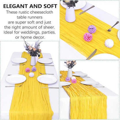 12 Pack Yellow Cheesecloth Table Runner 35 x 120 Inch | Boho Gauze Fabric - Image 5
