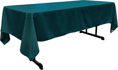 LA Linen Polyester Poplin Washable Rectangular Tablecloth, Stain and Wrinkle Resistant Table Cover 60x126, Fabric Table Cloth for Dinning, Kitchen, Party, Holiday 60 by 126-Inch, Teal Dark