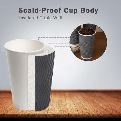 Clawsoff 50 Pack 20 oz Coffee Cups Disposable Insulated Paper Cup Gray | - Image 4
