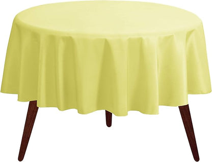Gee Di Moda Round Tablecloth - 120 Inch Yellow Round Table Cloth for 60 to 96 Inch Round Tables - Heavy Duty Washable Fabric - for Buffet Table, Holiday Party, Dinner, Wedding & Baby Shower