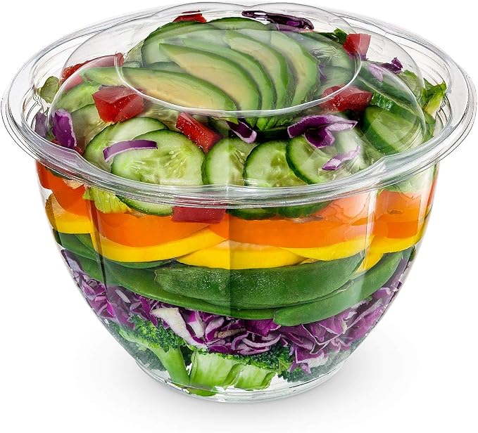 GUSTO [48 oz. - 50 Count Clear Plastic Salad Bowls - Perfect by GUSTO