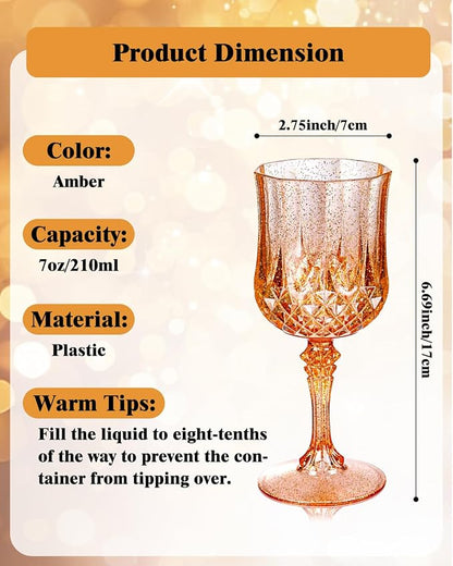 Ciaell 24 Pack Amber Plastic Wine Glasses - Image 6