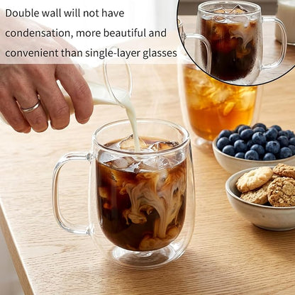 6 Pack Double Wall Glass Mugs 12 oz, Insulated Clear Coffee Cups - Image 6