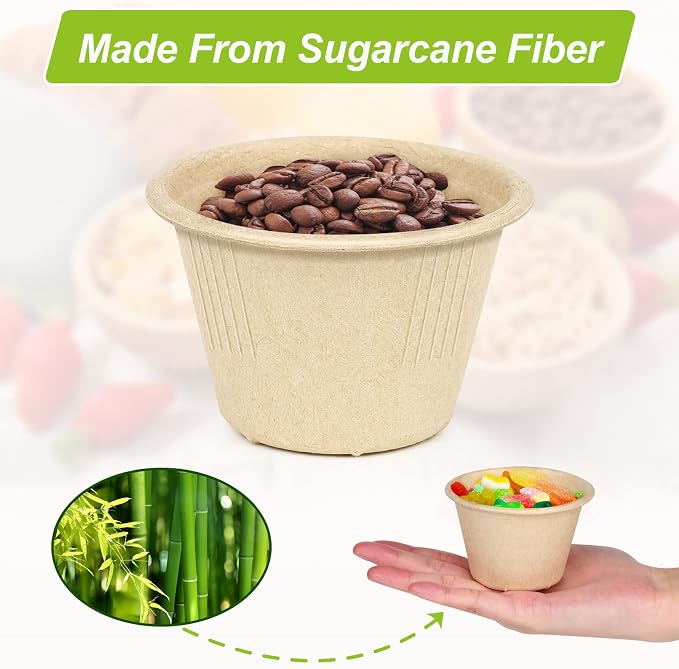4 oz Small Paper Bowls, 100 Pack Compostable Bagasse Fiber | Biodegradable - Image 6