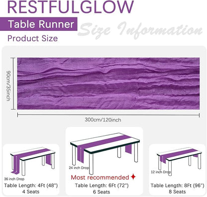 6 Pack Purple Cheesecloth Table Runner 35 x 120 Inch | Boho Gauze Fabric - Image 2
