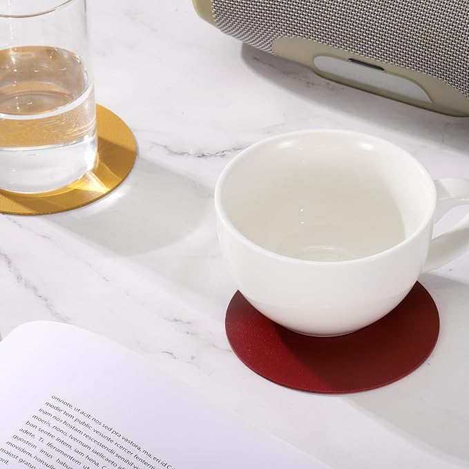 uxcell Round Drink Coasters Set of 6 Dual Sided Non-Slip Non-Stick Waterproof - Image 5