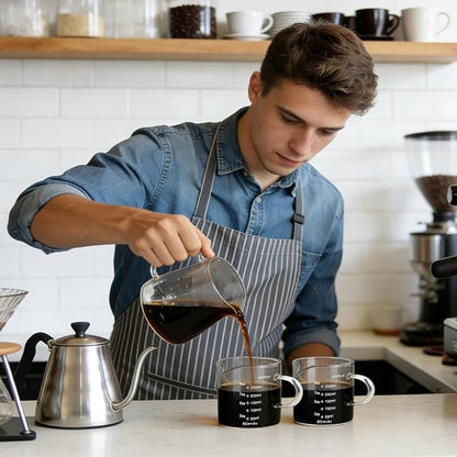 BCnmviku Espresso Cup Measuring Cup Triple Pitcher Milk Cup 250ML/8.5OZ - Image 7