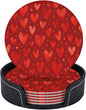 Romantic Watercolor Red Heart Dots Coasters by KiuLoam