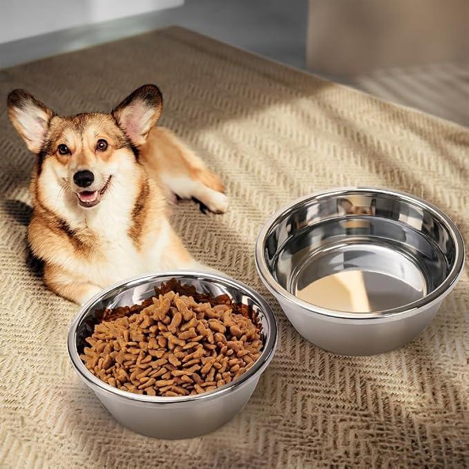 WRINGKIT 2 Pack Large Dog Bowls, 1.5 Gallons Deep Stainless Steel Water Food - Image 6