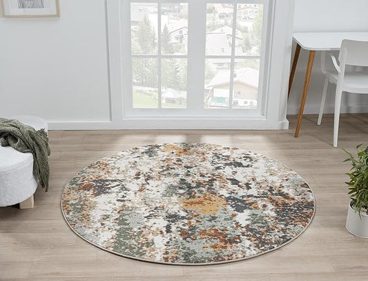 Keen Home Design Area Rugs - 10ft Round Non-Shedding, Abstract Rugs for Kitchen, Living Room, Bedroom, Dining Room, Entryway - Size: 10' Round, Multi