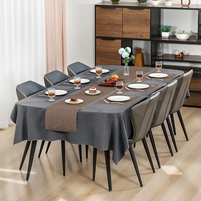 Myir JUN Placemats Dual Sided, Faux Leather Place Mats Set of 4 Indoor Placemat for Dining Table Outdoor Place Mat Square Non-Slip Washable Table Mats (Gray Brown, Set of 4)