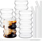 Tessco for you 4 Pcs Creative Glass Cups Vintage Drinking Glasses Ribbed by Tessco