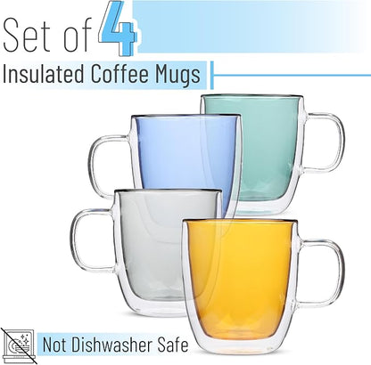 BTaT- Double Walled Glass Coffee Mugs, 12 oz, Colored Glass Coffee Cups - Image 2