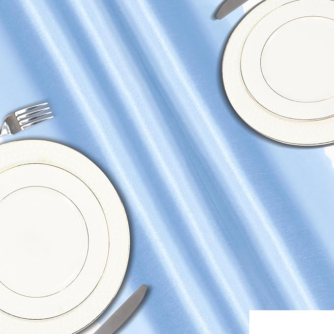 VACVELT Light Blue Satin Table Runners, 12x72 Inch, 2 Pack, Scalloped Edge | - Image 5