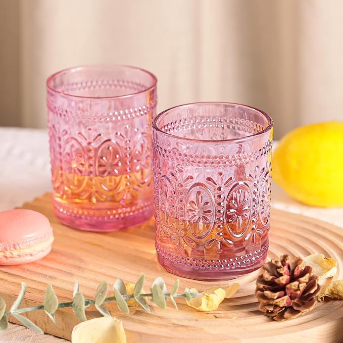 Darlion Vintage Glassware, 10oz Pink Glass Cups | Food Grade Glass, Lead-Free - Image 6