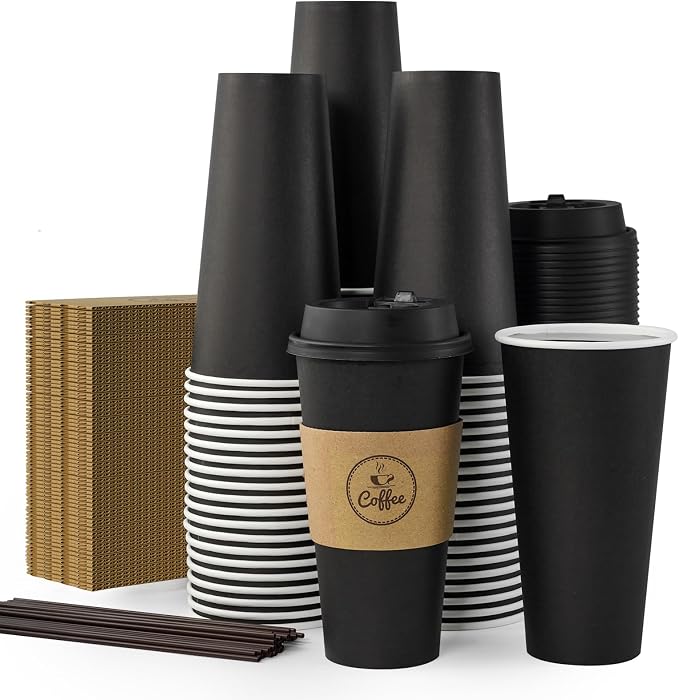 JOLLY CHEF 100 Count 20 oz Black Paper Coffee Cups by JOLLYCHEF