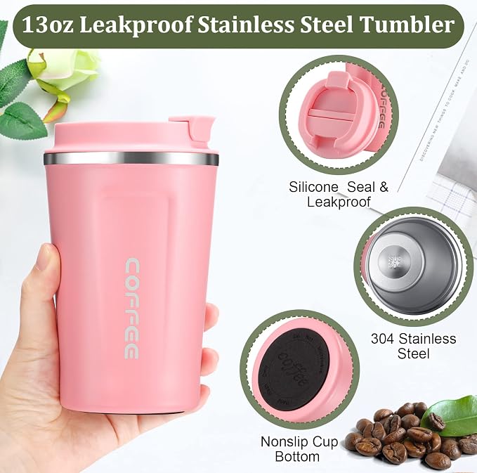 Sieral 4 Pcs 13 oz Travel Coffee Mug Insulated Reusable Coffee Cups - Image 3
