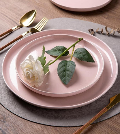 AmorArc Ceramic Appetizer Plates Set of 6, 8.25 Inch Handmade Stoneware Plates set for Dessert, Salad, Appetizer, Dinner, Microwave & Dishwasher Safe, Scratch Resistant-Cloud Pink