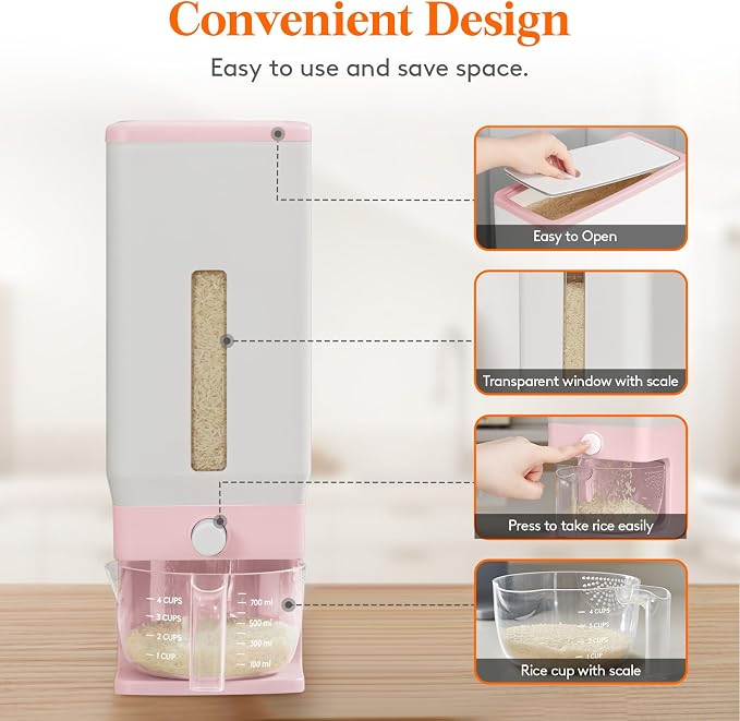 Lifewit Rice Dispenser 25 Lbs, Airtight Storage - Image 4