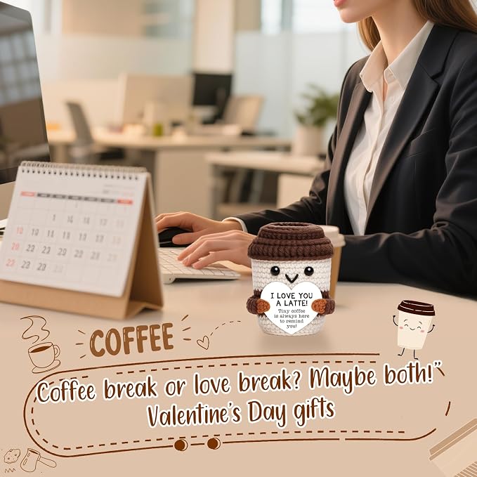 Positive Crochet Coffee Cup I Love You Gift - Image 4
