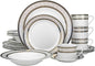 Euro Porcelain 57-pc Banquet Dinnerware Set, Luxury Tableware Dining Service for 8 (Greek Key Dark)