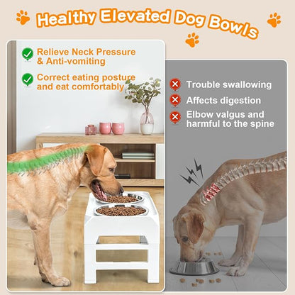 COMESOON Elevated Dog Bowls, 4 Height Adjustable Raised Bowl Stand - Image 3