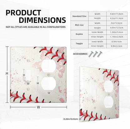 Light Switch Cover Plate Baseball Sports Ball Game 2 Gang Decorative Switch Plates 1 Toggle Duplex Combo Outlet Covers GFCI Wall Plates for Bathroom Bedroom Decor