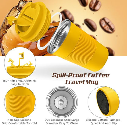 Vacuum Insulated Stainless Steel Travel Coffee Mug, Leak Proof Cup - Image 3