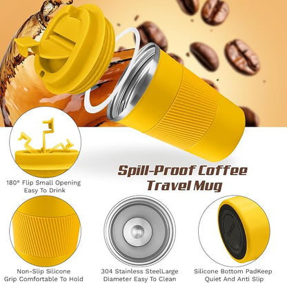 Vacuum Insulated Stainless Steel Travel Coffee Mug, Leak Proof Cup - Image 3