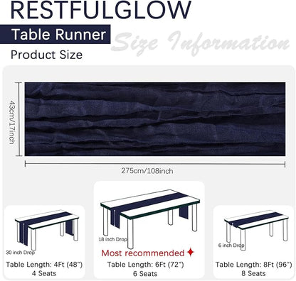 10 Pack Navy Blue Cheesecloth Table Runner 17 x 108 Inch | Boho Gauze Fabric - Image 4