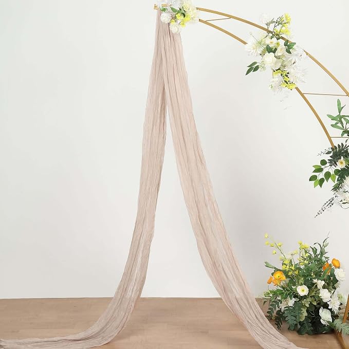 Efavormart 20ft Gauze Cheesecloth Nude Beige Wedding Arch Drapery Fabric - Image 2