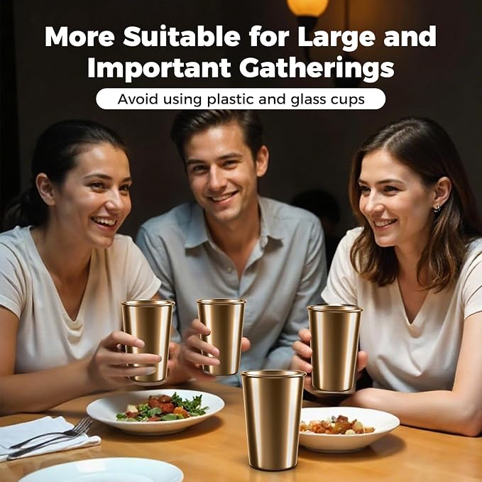 5-Pack 16 oz Stainless Steel Pint Cups, Reusable | Food-Grade 304 Stainless - Image 6