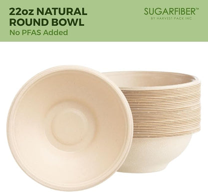 Sugarfiber by Harvest 22oz Round Compostable Bowls PFAS Free - Image 7