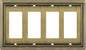 Henne Bery Sunken Pearls Heavy Duty Decorative Wall Plate Switch Plate Outlet Cover (Quad Decorator, Antique Brass)