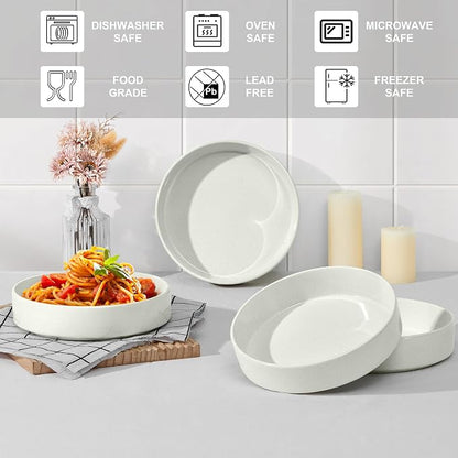 E-far Pasta Bowls Set of 4, 35oz Ceramic Large Salad Bowl Plates - Image 7
