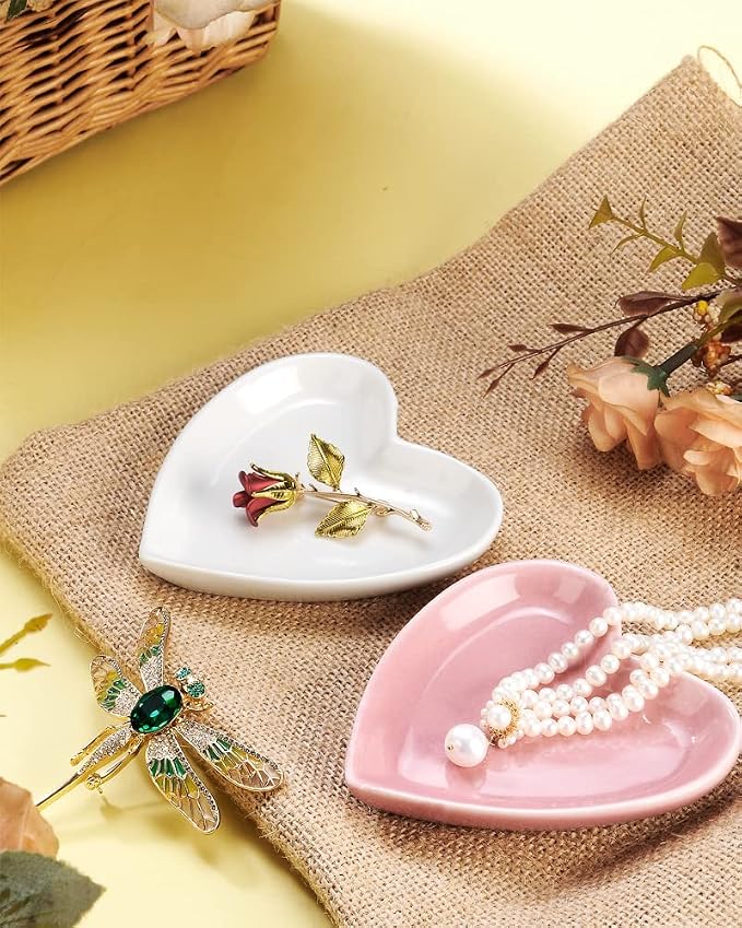 JAMEND CLXP Pink Heart Jewelry Tray, Engagement Wedding Ring Dish Earring Holder - Image 5